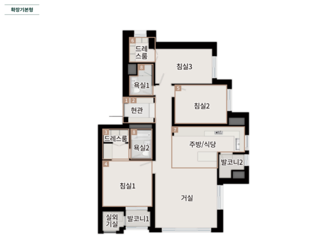 동래 푸르지오 에듀포레 84㎡A 평면도